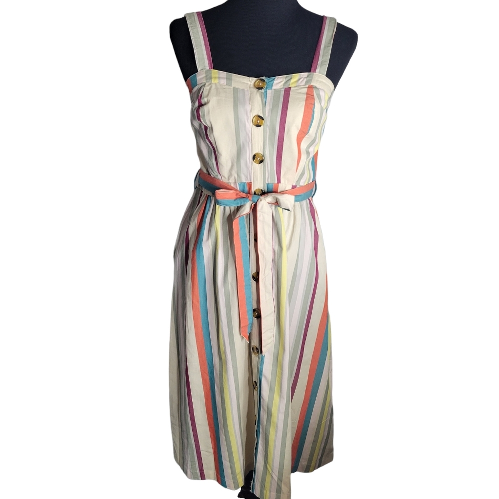 Harlow & Rose Beige Striped Halter Dress Size S